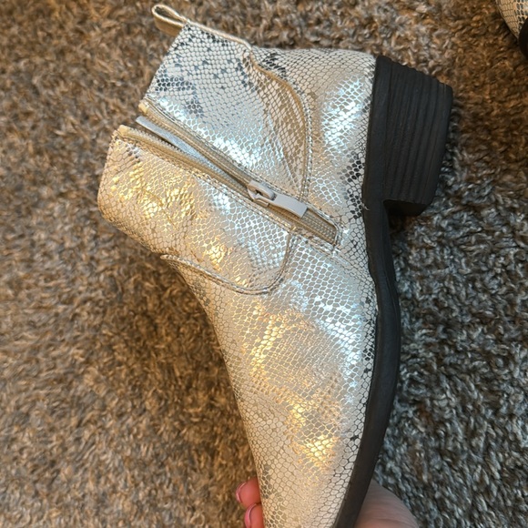 Ashley Blue Faux Snakeskin Ankle Booties - Picture 9 of 9